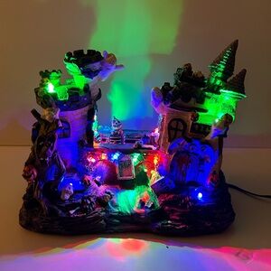 Halloween Scene Ceramic Light Up Castle (Train Does Not Work)